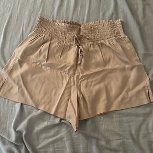 Beige Abercrombie high waisted tie shorts